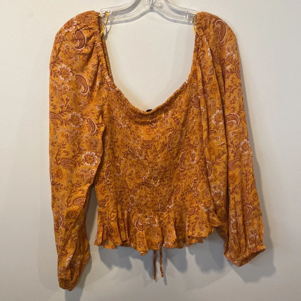 PATRONS OF PEACE Women’s Floral Orange Top Size  L - Picture 7 of 8